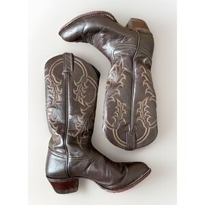 Vintage Tony Lama Brown Leather Western Cowboy Boots Women's Size 6.5M USA